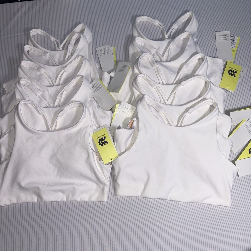 All in Motion Girls Size Large Light Support White Sport Bra 10 Pack NWT